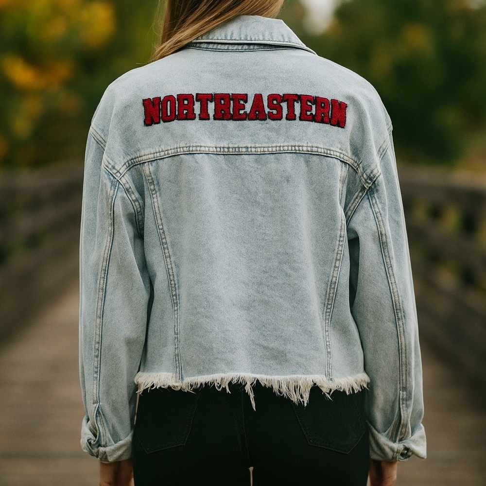 Hype & Vice Northeastern College Cropped Jean Jacket - Size XXL